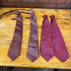 4 Clip On/ Slip On Maroon Ties Dino Orsini XL and Bocara Patterned Ties